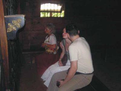 Elisa, Peter and Marta in an old chapel